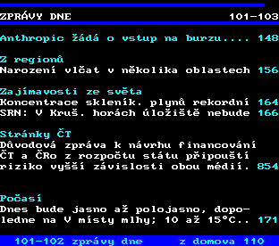 Teletext ČT, strana 103