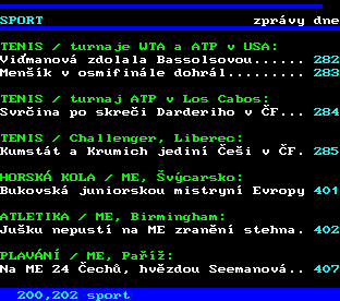Teletext ČT, strana 201
