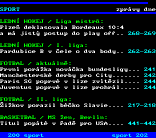 Teletext ČT, strana 201