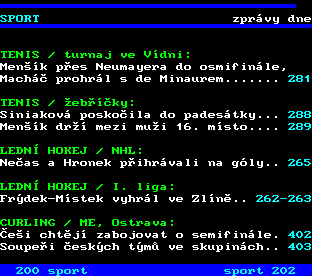 Teletext ČT, strana 201