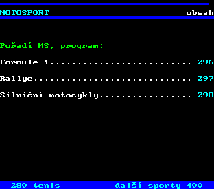 Teletext ČT, strana 290 - Motosport