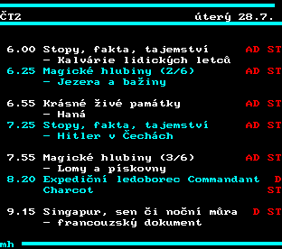 Teletext ČT, strana 306 - Program ČT2 na dnes