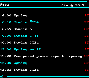 Teletext ČT, strana 311 - Program ČT24 na dnes