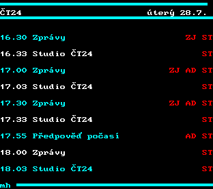 Teletext ČT, strana 314