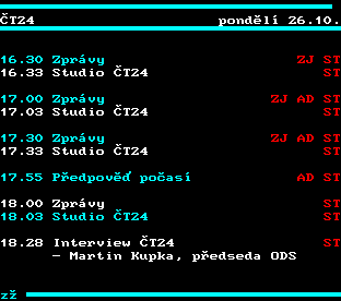 Teletext ČT, strana 314