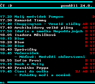 Teletext ČT, strana 325
