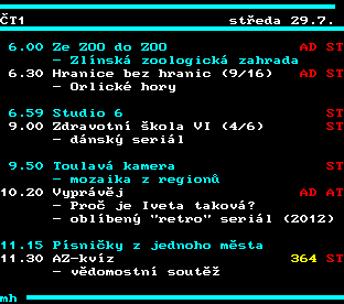 Teletext ČT, strana 331 - Program ČT na zítra