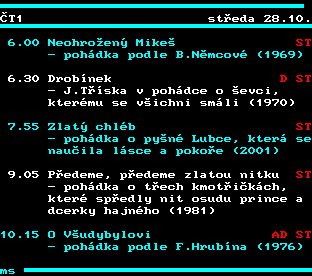 Teletext ČT, strana 331 - Program ČT na zítra