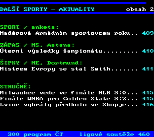 Teletext ČT, strana 401