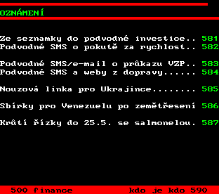 Teletext ČT, strana 580