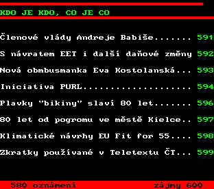 Teletext ČT, strana 590 - Kdo je kdo, co je co
