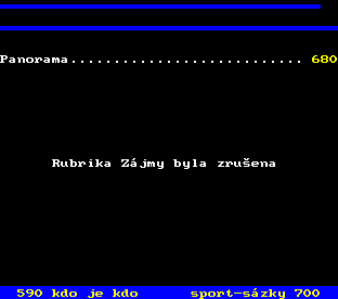 Teletext ČT, strana 600
