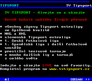 Teletext ČT, strana 750 - Tipsport - aktuální výsledky