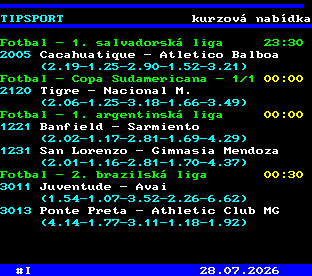 Teletext ČT, strana 763 - Tipsport - kurzová nabídka
