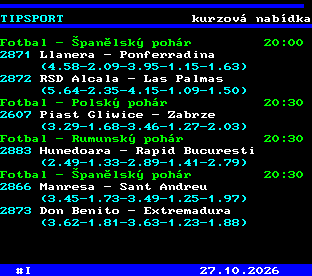 Teletext ČT, strana 763 - Tipsport - kurzová nabídka