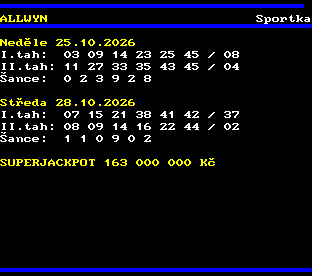 Teletext ČT, strana 781 - Sportka