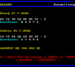 Teletext ČT, strana 783 - Euromiliony