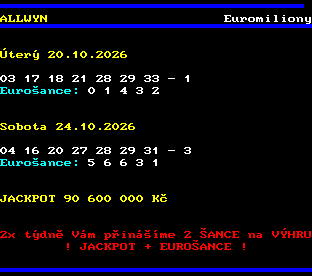 Teletext ČT, strana 783 - Euromiliony