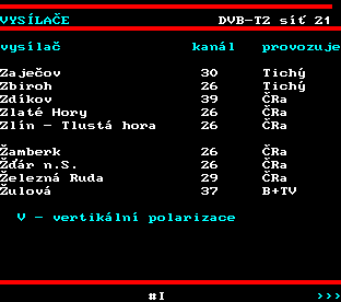 Teletext ČT, strana 870 - Vysílače ČT