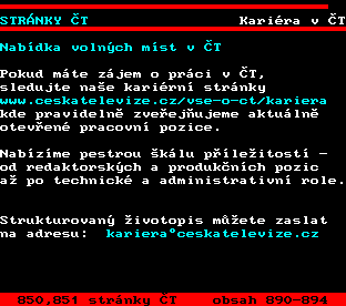 Teletext ČT, strana 880 - Práce v ČT